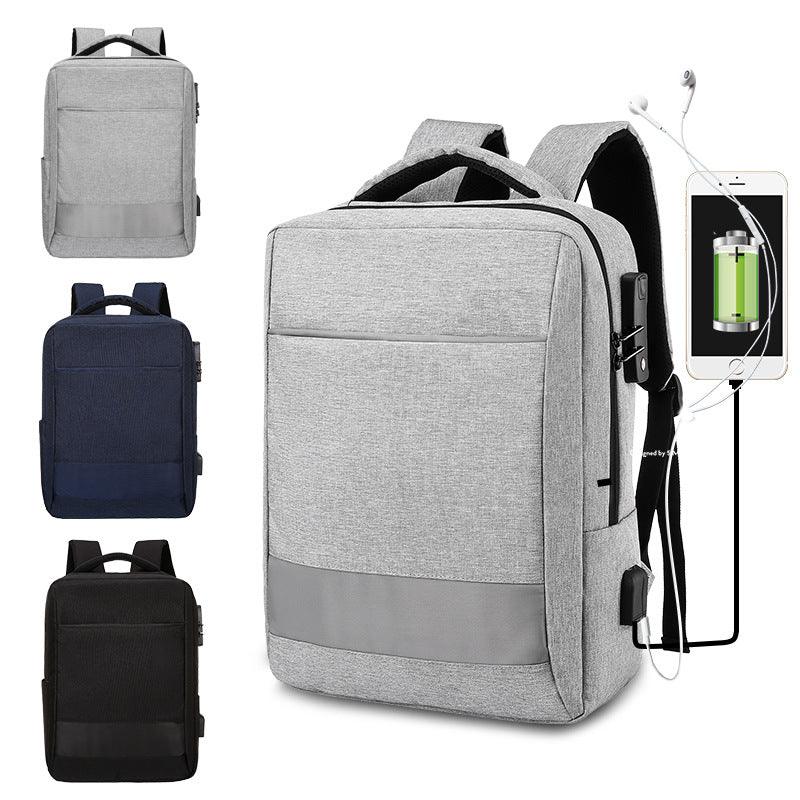Smart Anti-Theft Lock Backpack With USB Charging Ports Bag- Ash - Obeezi.com