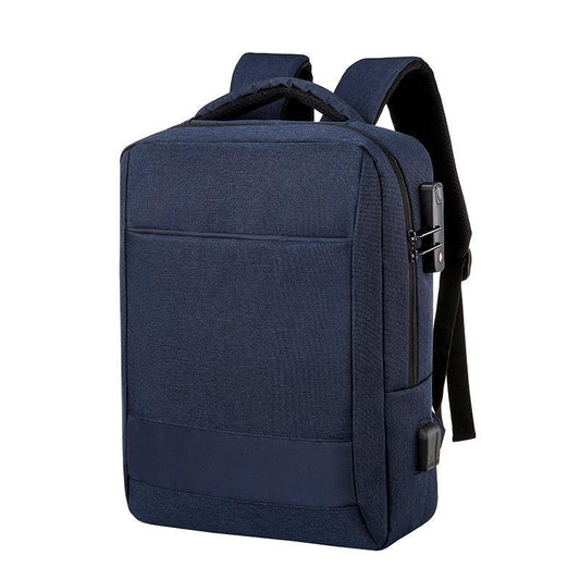 Smart Anti-Theft Lock Backpack With USB Charging Ports Bag- Blue - Obeezi.com