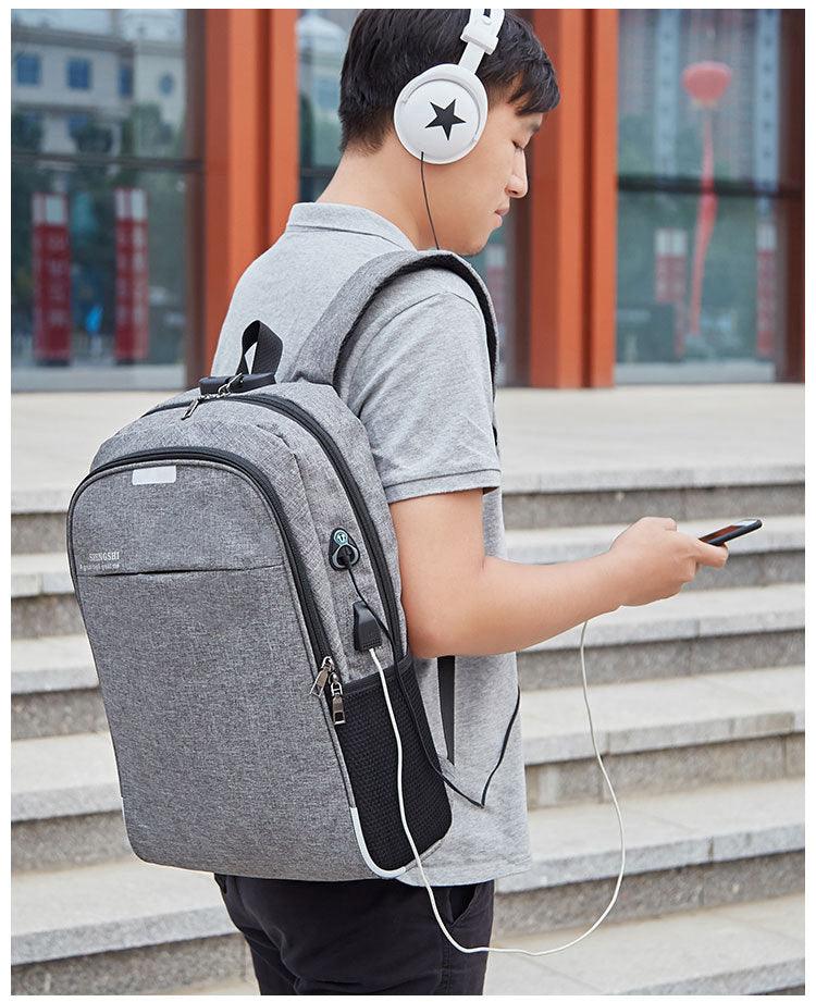 Smart Business Anti-Theft Lock Bag With USB Charging Port- Ash - Obeezi.com