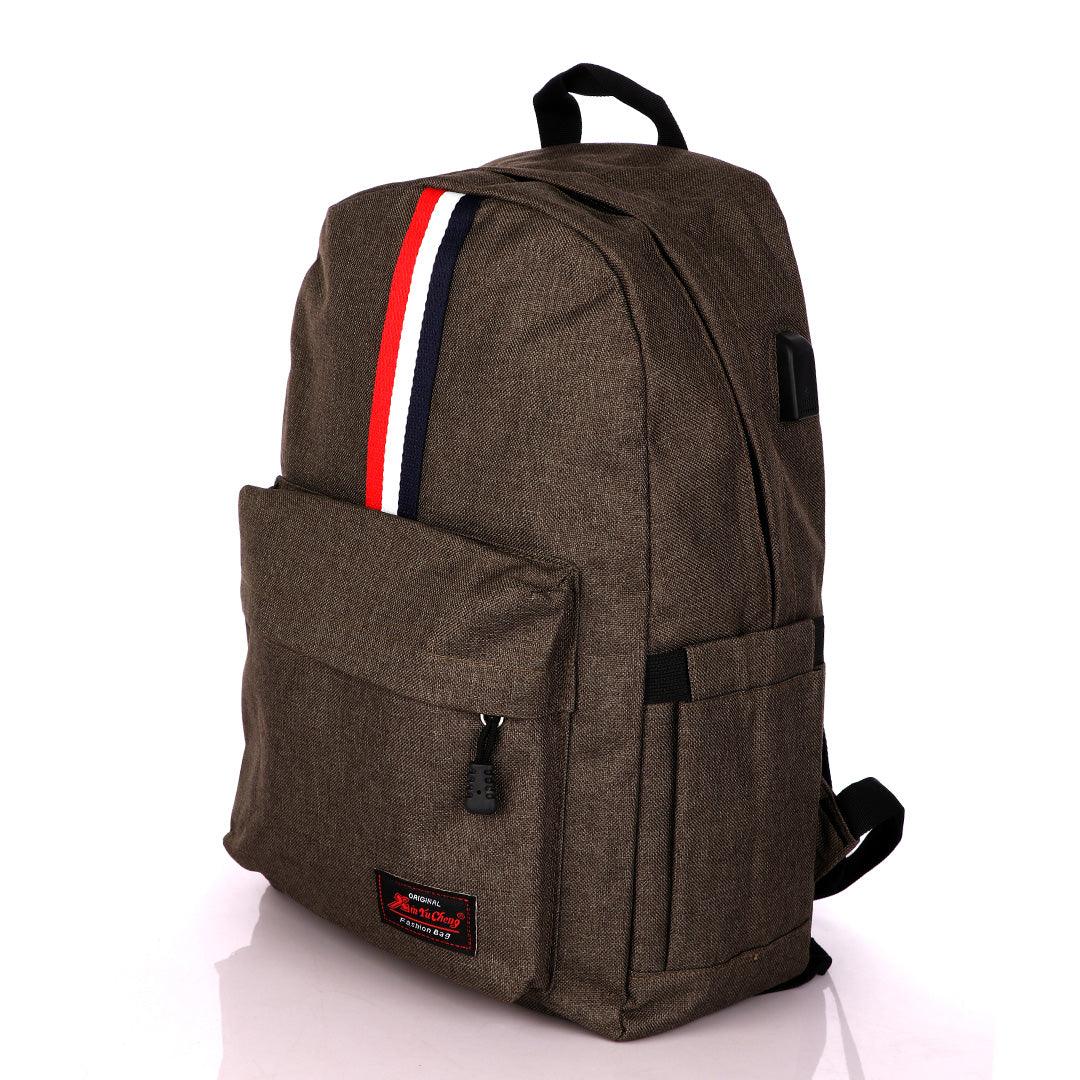 Smart Link Outdoor 3 Coloured Strap Backpack with USB Port Bags-Green - Obeezi.com