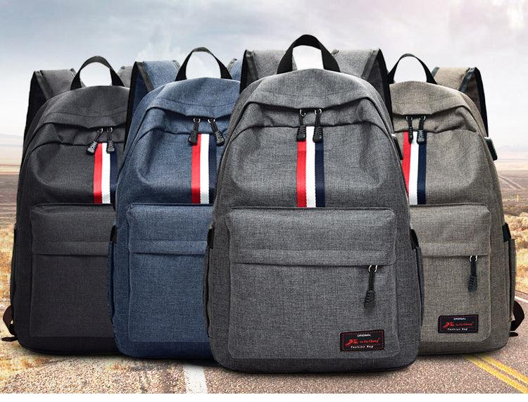 Smart Link Outdoor 3 Coloured Strap Backpack with USB Port Bags-Grey - Obeezi.com