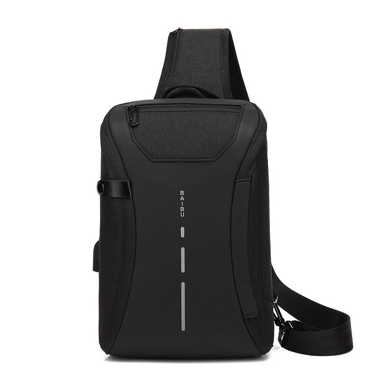 Smart WaterProof Sports Shoulder Bag With USB Port-Black - Obeezi.com