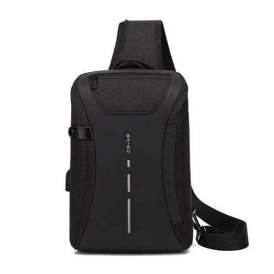 Smart WaterProof Sports Shoulder Bag With USB Port-Black - Obeezi.com