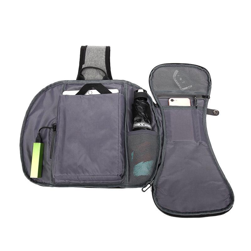 Smart WaterProof Sports Shoulder Bag With USB Port-Black - Obeezi.com