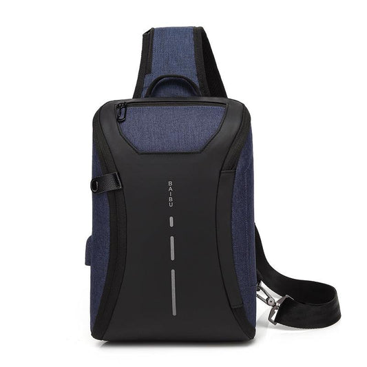 Smart WaterProof Sports Shoulder Bag With USB Port-Blue - Obeezi.com