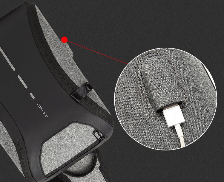 Smart WaterProof Sports Shoulder Bag With USB Port-Blue - Obeezi.com