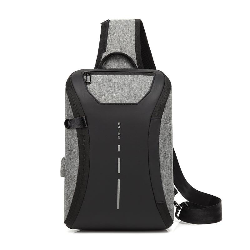 Smart WaterProof Sports Shoulder Bag With USB Port-Grey - Obeezi.com