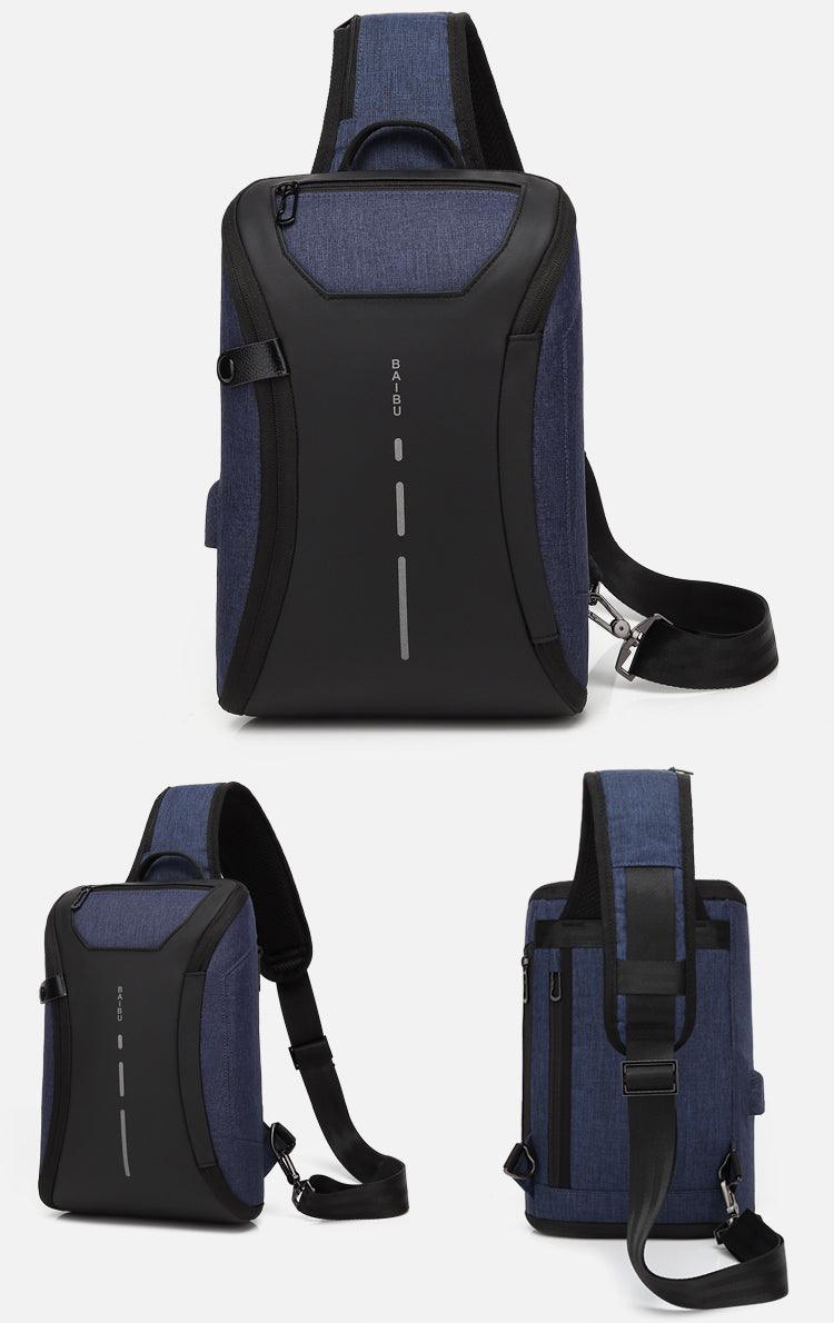 Smart WaterProof Sports Shoulder Bag With USB Port-Grey - Obeezi.com