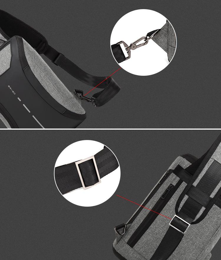 Smart WaterProof Sports Shoulder Bag With USB Port-Grey - Obeezi.com