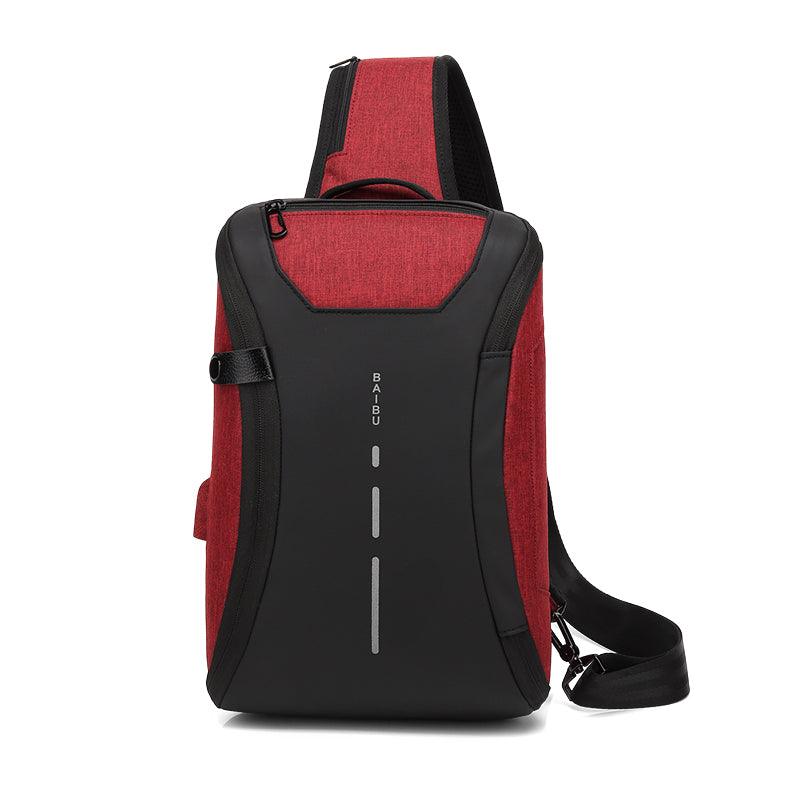Smart WaterProof Sports Shoulder Bag With USB Port-RED - Obeezi.com