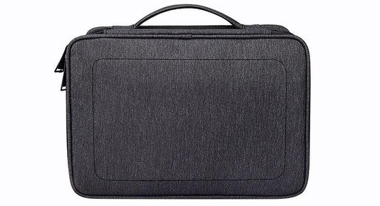 Soft Fabric Water Resistant Sleeve Double Zip Ipad Pouch Case- Black - Obeezi.com