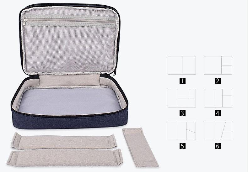 Soft Fabric Water Resistant Sleeve Double Zip Ipad Pouch Case- Black - Obeezi.com