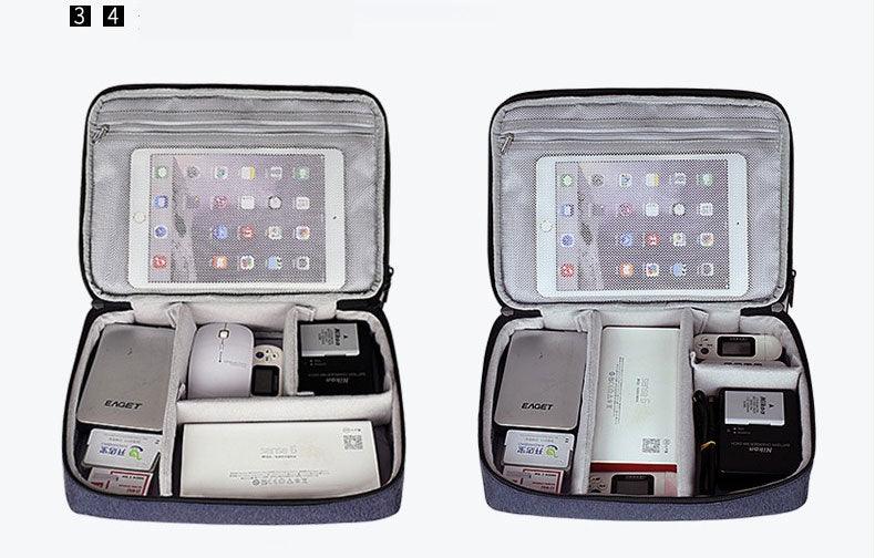 Soft Fabric Water Resistant Sleeve Double Zip Ipad Pouch Case- NavyBlue - Obeezi.com