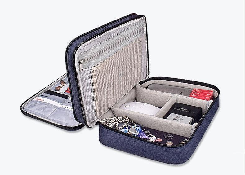 Soft Fabric Water Resistant Sleeve Double Zip Ipad Pouch Case- NavyBlue - Obeezi.com