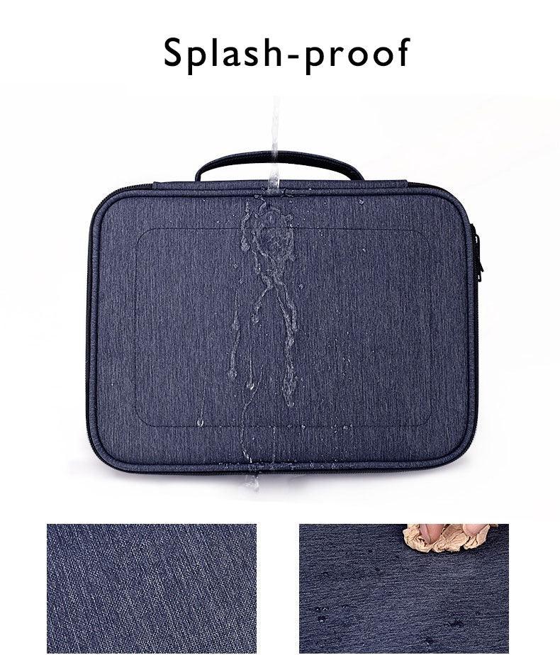 Soft Fabric Water Resistant Sleeve Double Zip Ipad Pouch Case- NavyBlue - Obeezi.com