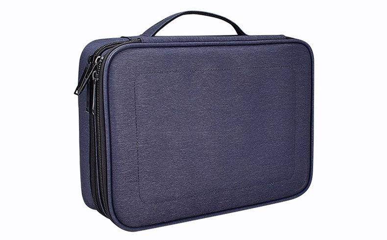 Soft Fabric Water Resistant Sleeve Double Zip Ipad Pouch Case- NavyBlue - Obeezi.com