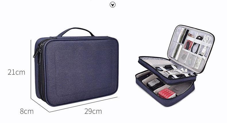 Soft Fabric Water Resistant Sleeve Double Zip Ipad Pouch Case- NavyBlue - Obeezi.com