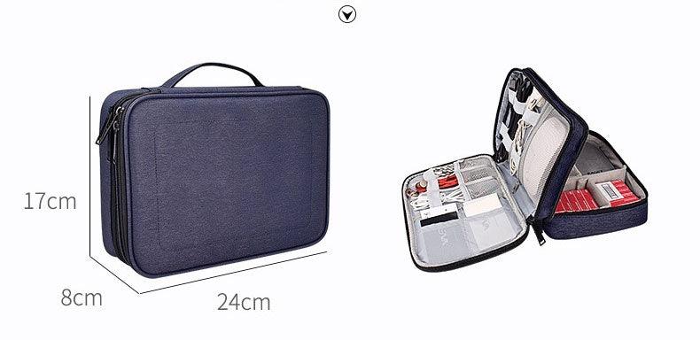 Soft Fabric Water Resistant Sleeve Double Zip Ipad Pouch Case- NavyBlue - Obeezi.com