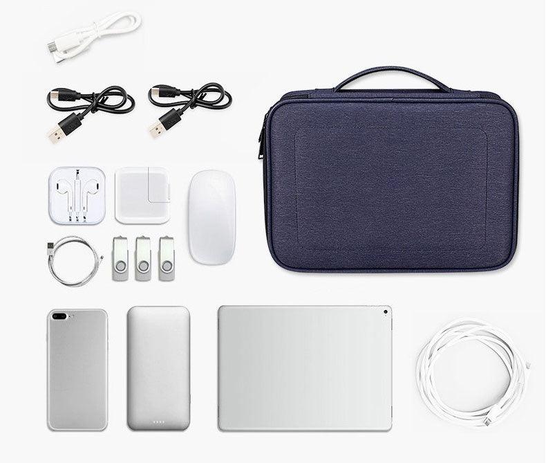 Soft Fabric Water Resistant Sleeve Double Zip Ipad Pouch Case- NavyBlue - Obeezi.com