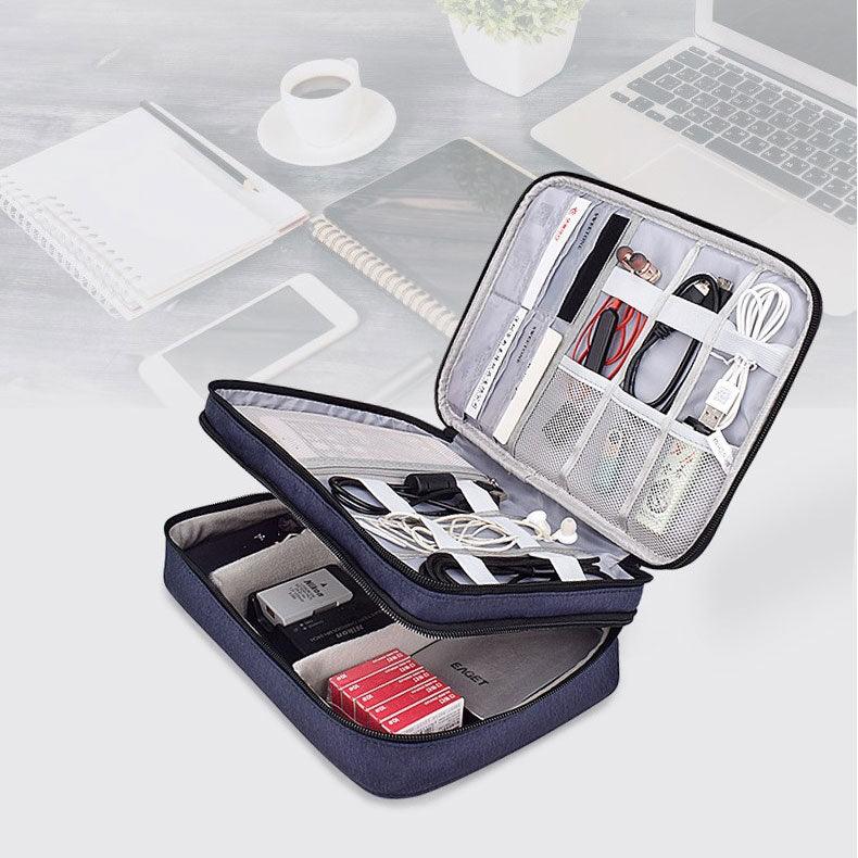 Soft Fabric Water Resistant Sleeve Double Zip Ipad Pouch Case- NavyBlue - Obeezi.com