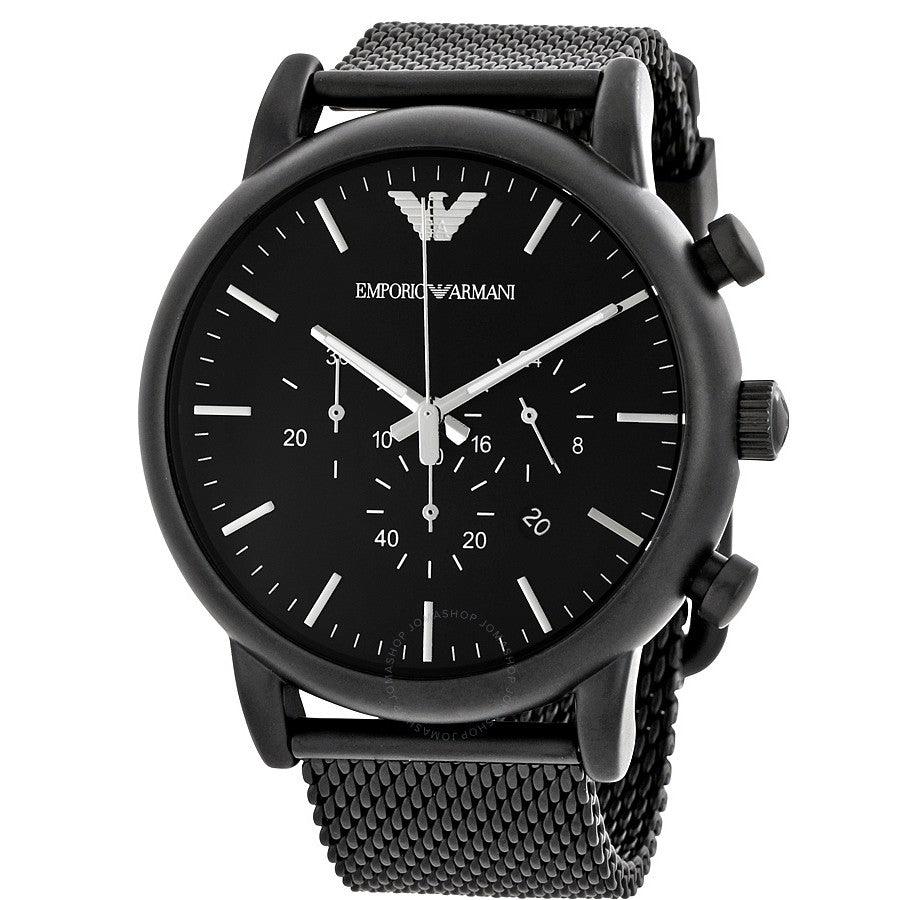 Sport Chronograph AR1968 Black Stainless Steel Quartz Men's Watch - Obeezi.com
