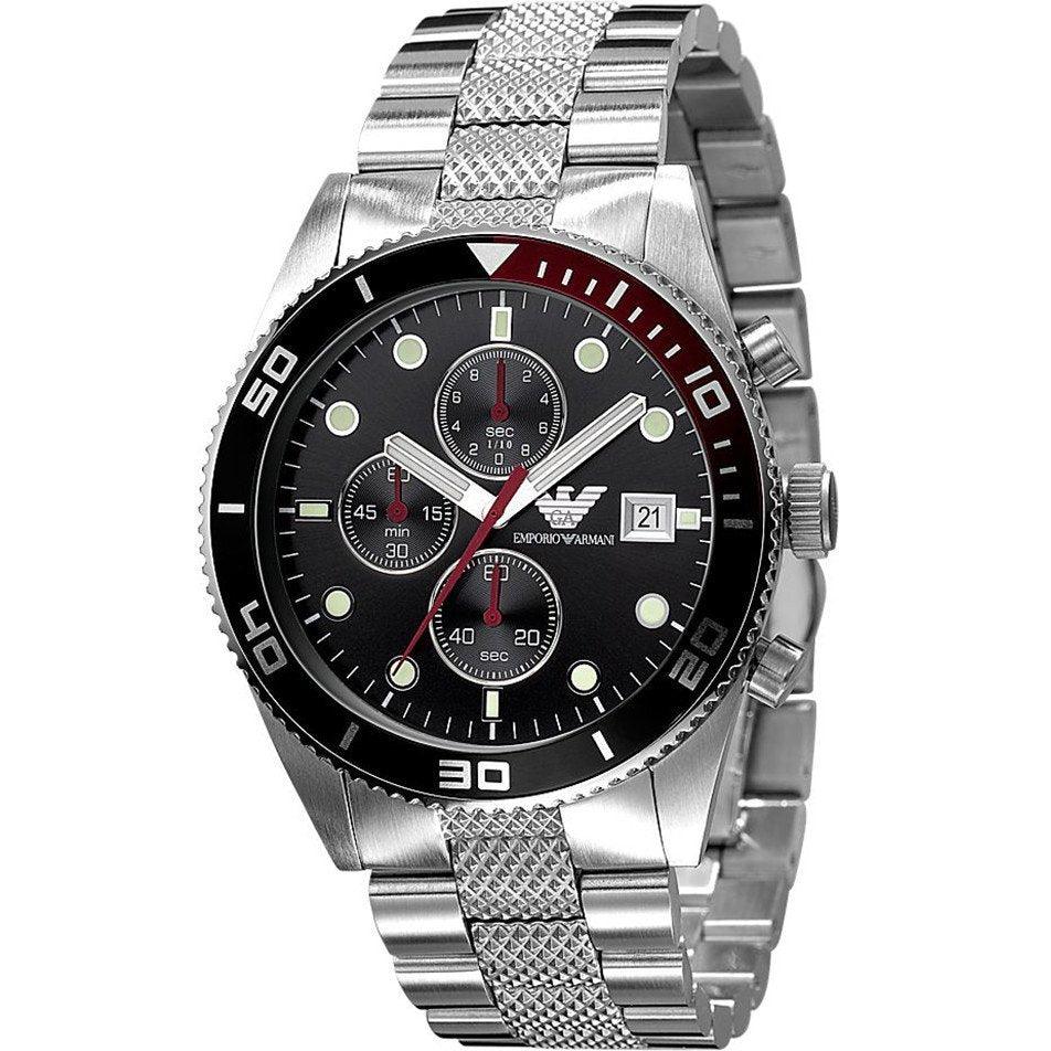 Sport Chronograph Silver Black Dial Mens AR5855 watch - Obeezi.com