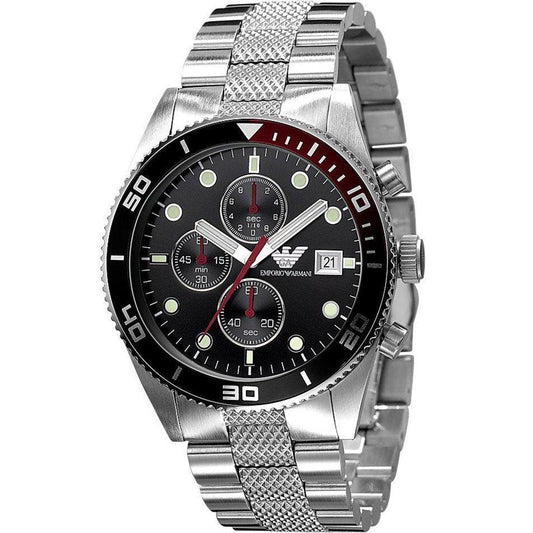 Sport Chronograph Silver Black Dial Mens AR5855 watch - Obeezi.com