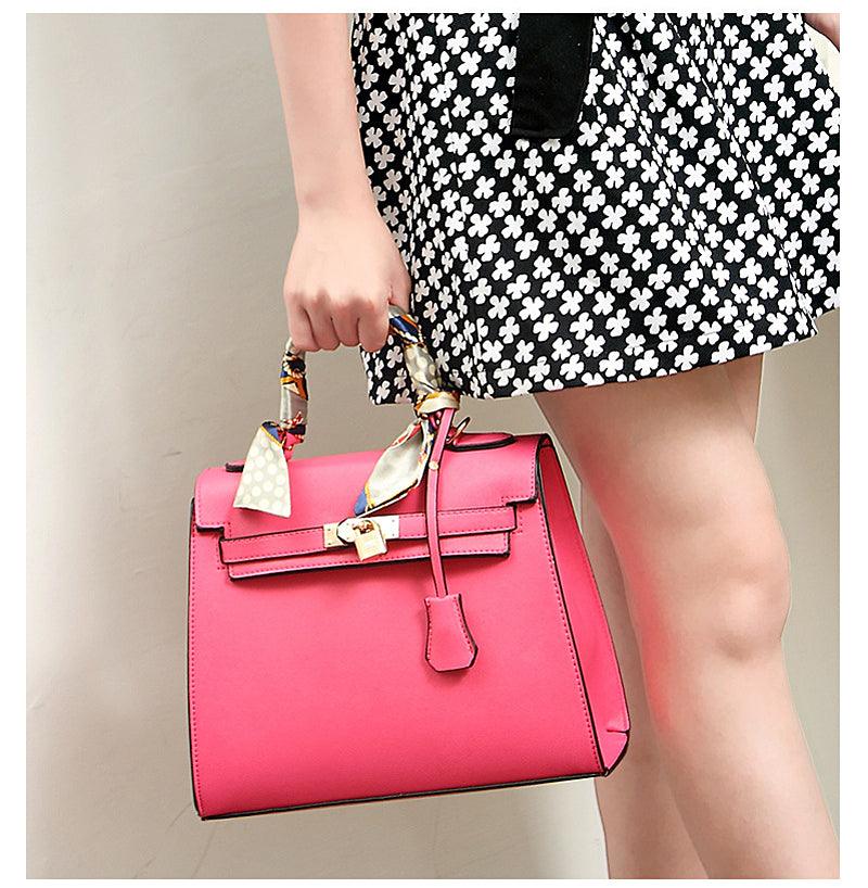 Stunning Padlock Birkin Inspired With Scarf - Black - Obeezi.com