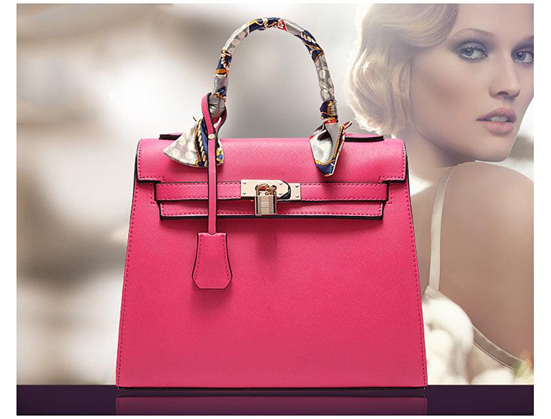 Stunning Padlock Birkin Inspired With Scarf - Black - Obeezi.com