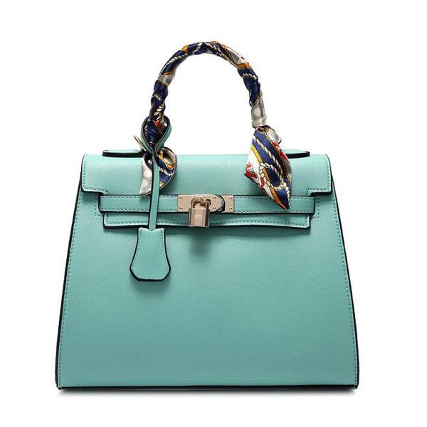 Stunning Padlock Birkin Inspired With Scarf - Green - Obeezi.com