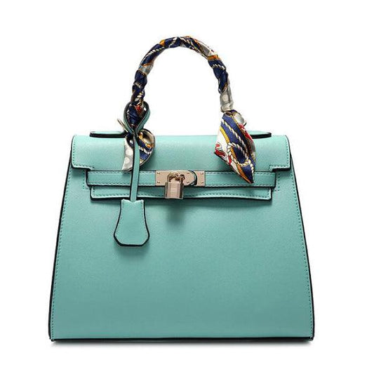 Stunning Padlock Birkin Inspired With Scarf - Green - Obeezi.com