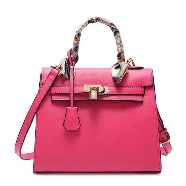 Stunning Padlock Birkin Inspired With Scarf - Pink - Obeezi.com