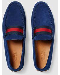 Suede Nylon Web Loafers Blue Shoe - Obeezi