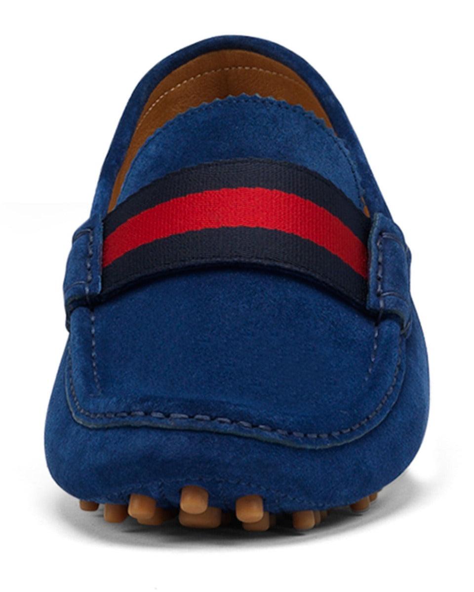 Suede Nylon Web Loafers Blue Shoe - Obeezi
