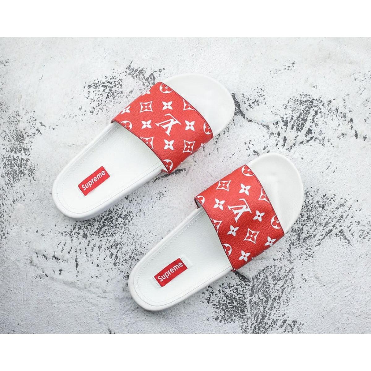 Sup x LV 14ss Slide Sandals Red and White - Obeezi