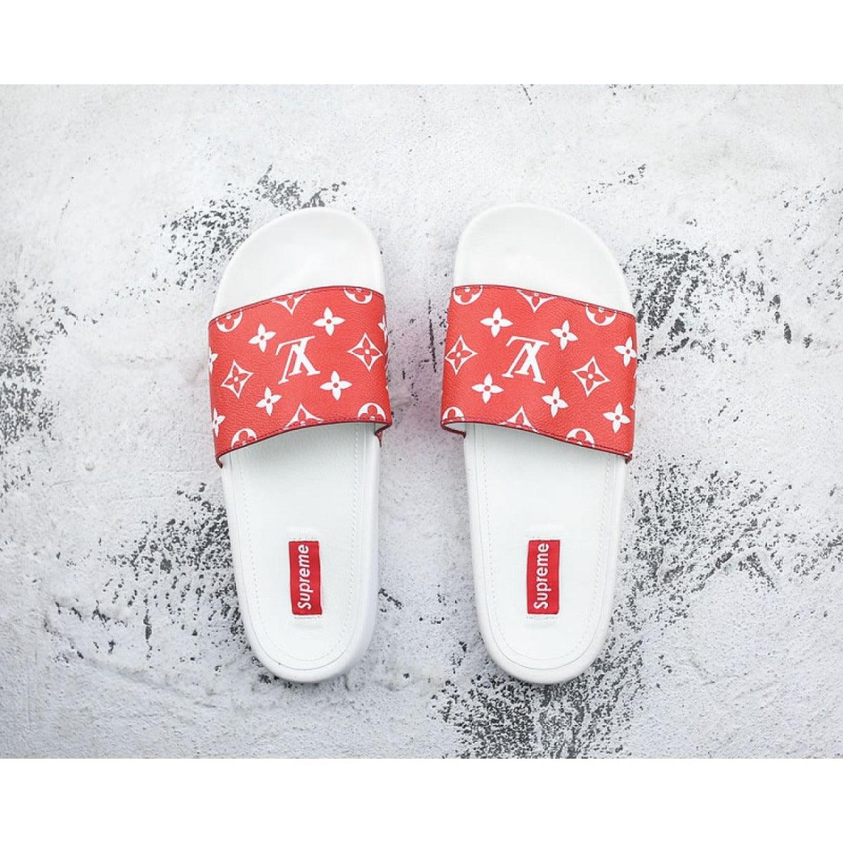 Sup x LV 14ss Slide Sandals Red and White - Obeezi