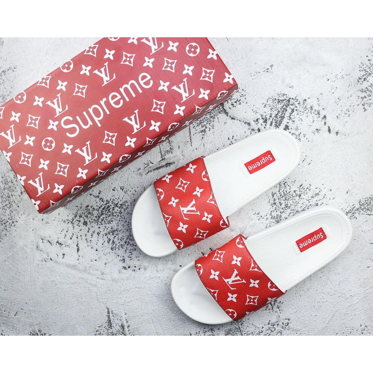 Sup x LV 14ss Slide Sandals Red and White - Obeezi