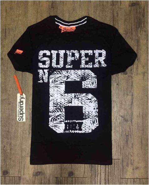 Super Dry No 6 Print Design T-shirt Black - Obeezi