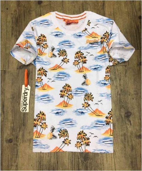 Super Dry Palm Beach Floral Print T-shirt White - Obeezi