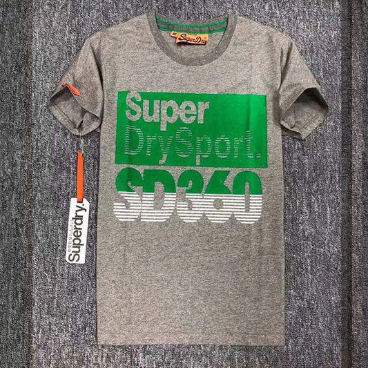 Super Dry Suede Print Grey T-Shirt - Obeezi