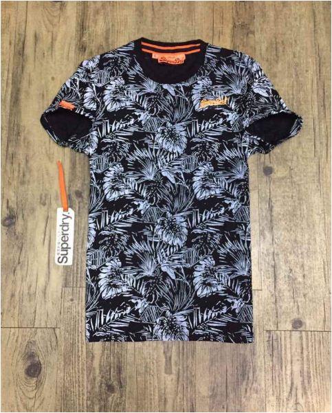 Superdry Lillie Palm Orchid Print T-shirt-Black - Obeezi