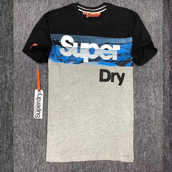 Superdry Mens Bay Stripe Polo Shirt Black and Blue - Obeezi