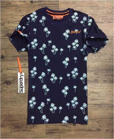 superdry Palm Tree Print T-shirts -Navyblue - Obeezi