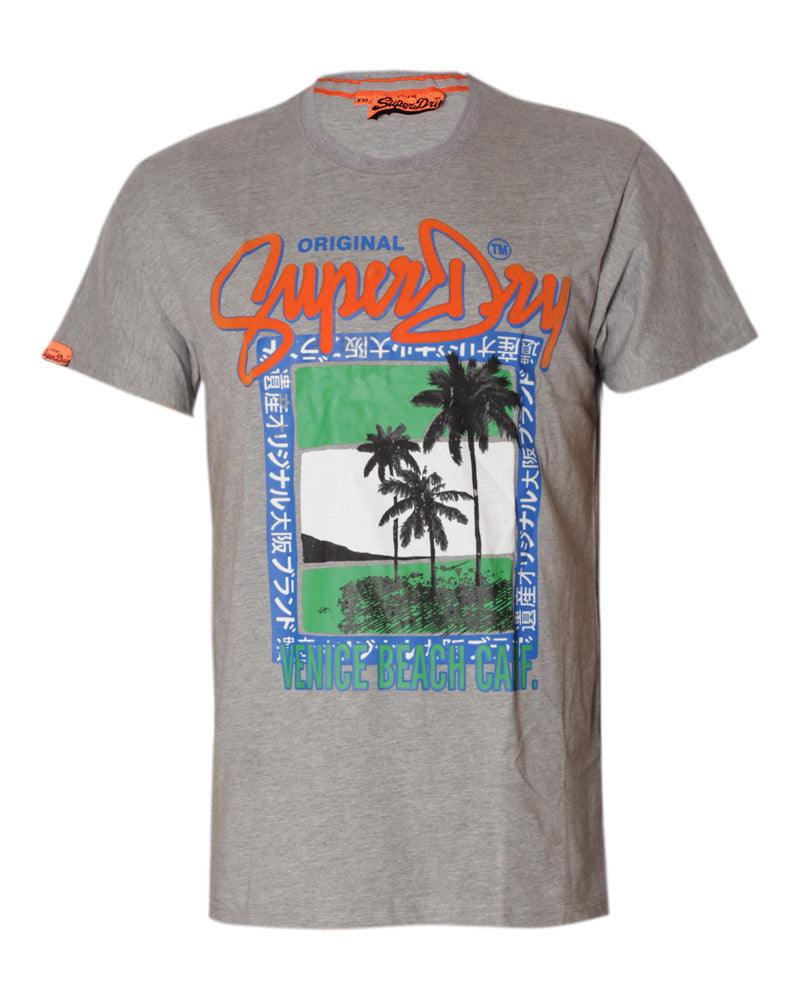 SuperDry Venice Beach Calif Short Sleeve T-shirts-Ash - Obeezi