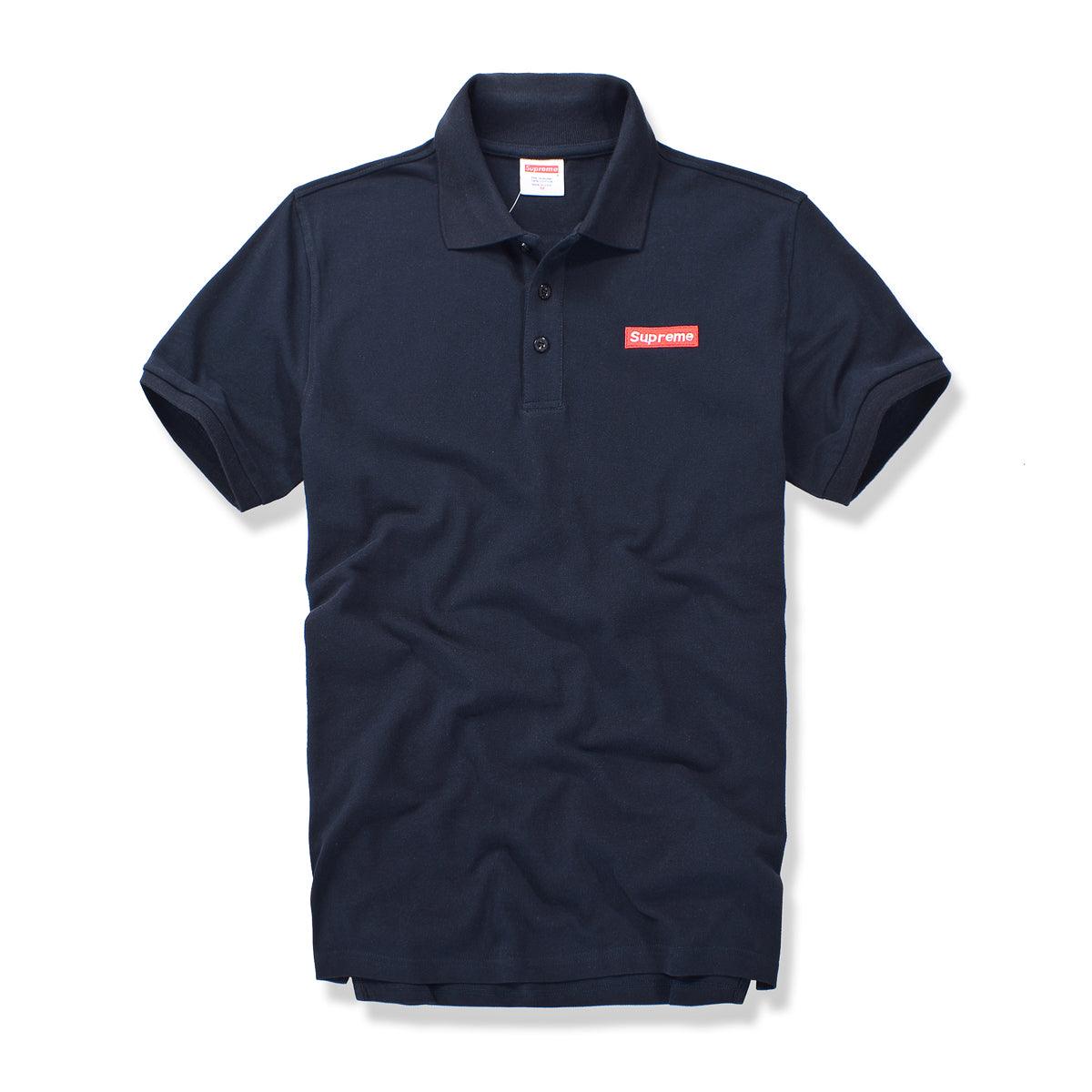 Supreme Custom Fit Inscripted Logo Polo-Navy Blue - Obeezi