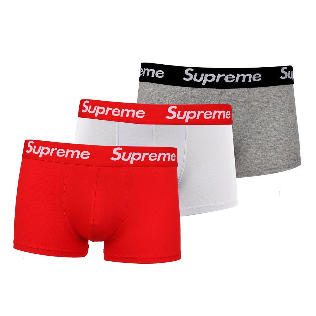 Supreme Design 3 IN 1 Pack Red or Black White and Grey Boxers - Obeezi