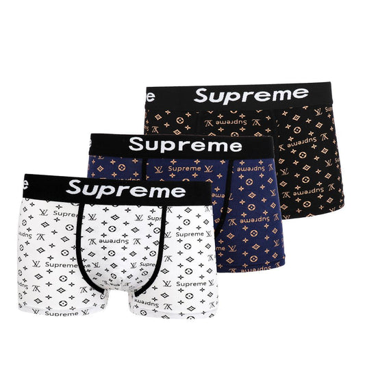 Supreme Elastic WaistBand Logo Designed 3 In 1 Boxers - Obeezi.com