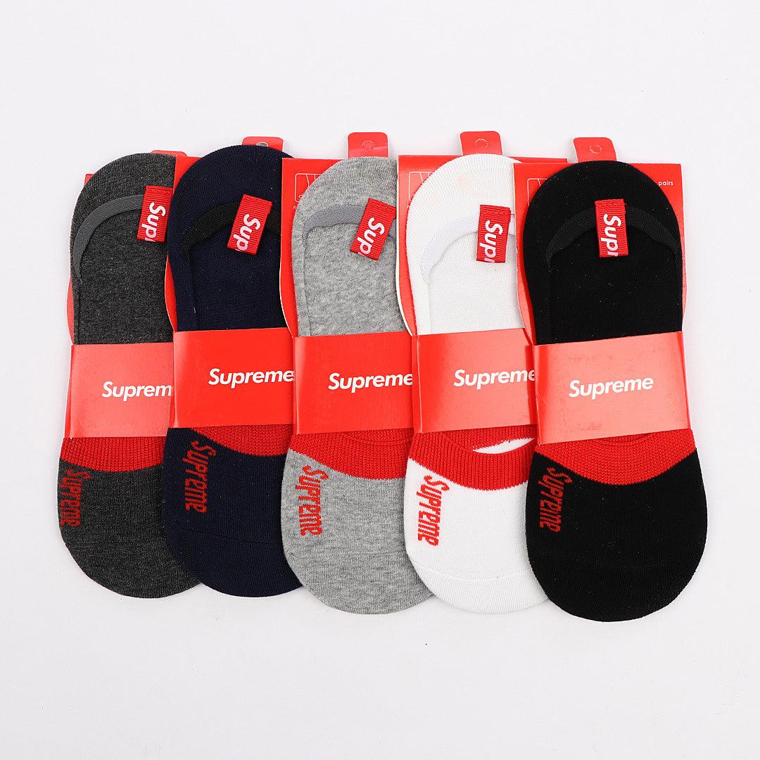 Supreme foot cover 5 In 1 Black Grey White Navy Blue Ash socks - Obeezi.com