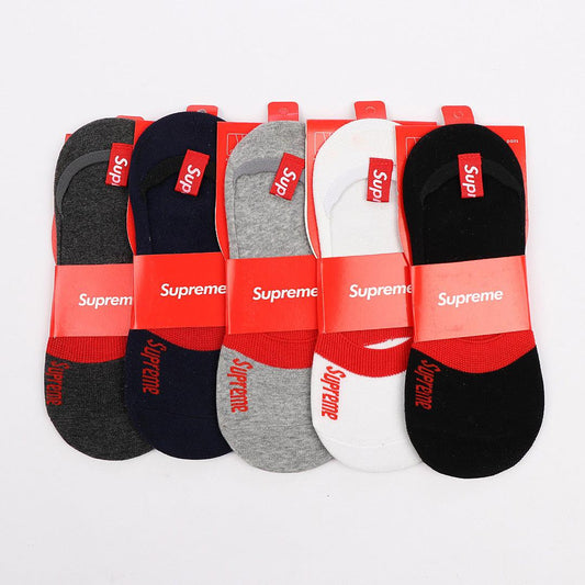 Supreme foot cover 5 In 1 Black Grey White Navy Blue Ash socks - Obeezi.com