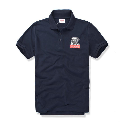 Supreme Lion Print Logo Navy Blue Polo - Obeezi